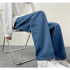 2025년 새로운 남성 청바지 |   한국 유로 미국 스타일 |   스트레이트 & 와이드 레그 데님 팬츠 |   트렌디한 솔리드 컬러 & 블랙 디자인