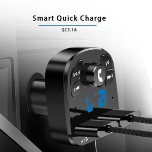 차량용 MP3 플레이어 듀얼 USB 고속 충전기 FM 블루투스 리시버 블루투스 호환 5.0 FM 트랜스미터 USB 플래시 드라이브 플러그 차량용 키트