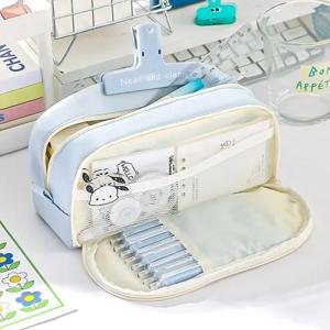 대용량과 여러 섹션이 있는 세련되고 실용적인 연필 가방 문구 보관용 필통 개학