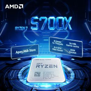신형 AMD 라이젠 7 5700X 8코어 16스레드 AM4 B550 호환 3.4GHz 65W 7NM L3=32M R7 5700X 게이밍 프로세서 DDR4 팬 없음