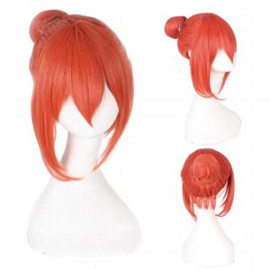 스트레이트 중간 길이 프린지 오렌지 그라데이션 합성 가발, 휴일 파티 할로윈 코스프레, 20 인치