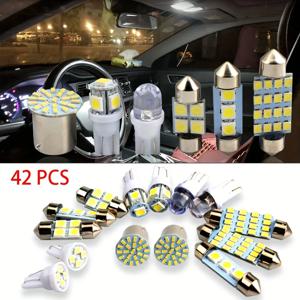 42Pcs LED 자동차 인테리어 조명 T10 6000K SMD LED 교체 번호판/독서 전구 크세논 화이트 인테리어 전구