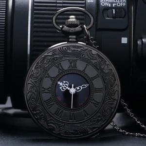 빈티지 매력 블랙 남여 패션 로마 숫자 석영 Steampunk 주머니 시계 여성 남자 목걸이 펜던트 체인 선물 P427