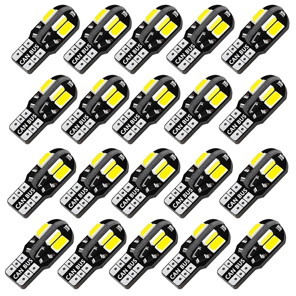 10/20PCS W5W T10 LED 전구 Canbus 5730 8SMD 12V 6000K 194 168 LED 자동차지도 돔 조명 주차 조명 자동 신호 램프