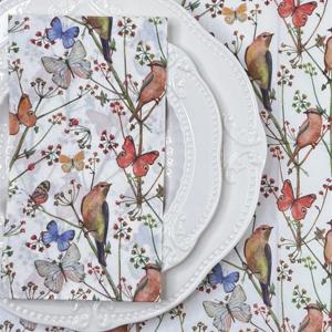 다채로운 꽃 새 나비 인쇄 냅킨 직사각형 종이 냅킨 장식 컵 꽃 플레이스매트, 2 겹 33x40cm, 20 개/팩