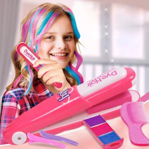 어린이 시뮬레이션 머리 염색 스틱 세트 DIY 헤어 및 메이크업 도구 소녀의 집 헤어 액세서리 및 메이크업 장난감 선물