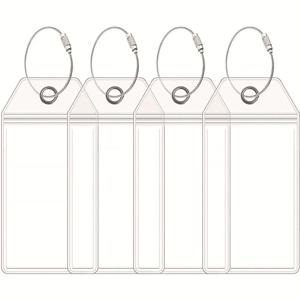 여행 수하물 크루즈 태그 홀더 파우치 재밀봉 가능한 방수 투명 선박 티켓 카드 슬리브 열쇠 고리(강철 와이어 케이블 루프 포함)