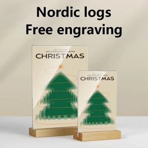 아크릴 투명 디스플레이 홀더 A4A5A6 너도밤 나무 양면 액자 테이블 탑 사진 프레임 메뉴 테이블 카드 레스토랑