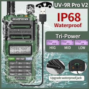 Baofeng UV 9R Pro V2 IP68 방수 워키 토키 트라이 파워 Type-C 충전기 듀얼 밴드 햄 CB 라디오 UV 9R Plus 양방향 라디오