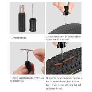 자전거 튜브리스 타이어 수리 키트 슬러그 플러그 스토퍼 고무 베이컨 스트립 및 펑크 플랫로드 MTB 자전거 고정용 삽입 도구