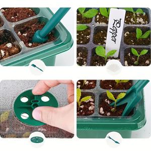 식물 재배용 고급 묘목 트레이, 습도 돔 포함, 투명 셀 트레이, 습도 조절 6/12 셀 + LED 식물 성장등