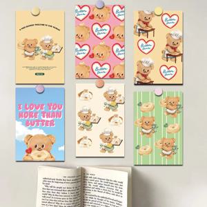 10PCS 버터 베어 카드 엽서 스티커 하라주쿠 스크랩북 스티커 레트로 스티커 Y2k 패션 DIY streetwear 도트 스티커