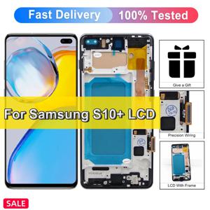 프레임이 있는 TFT 디스플레이, LCD 디스플레이 교체 터치 스크린 디지타이저, 삼성 갤럭시 S10 플러스, S10 + G975F