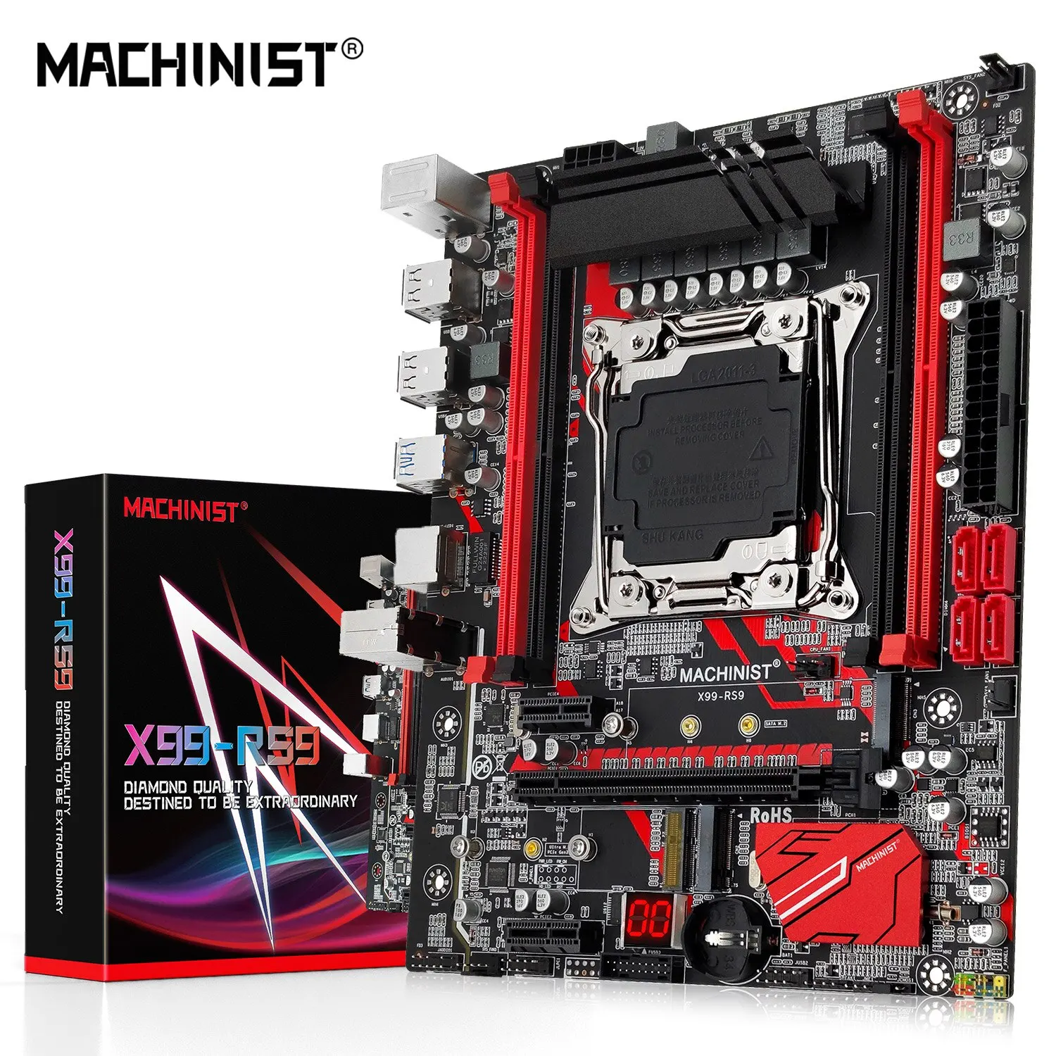 MACHINIST 마더보드 지지대 Xeon E5 V3 V4 LGA 2011-3 CPU 프로세서, DDR4 RAM, 4 채널 및 SATA PCI-E M.2 슬롯, RS9 X99
