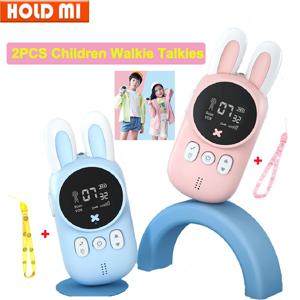 어린이 워키 토키 어린이 미니 장난감 핸드 헬드 트랜시버 3KM 범위 UHF 라디오 매는 밧줄 인터폰 토키 워키 생일 선물