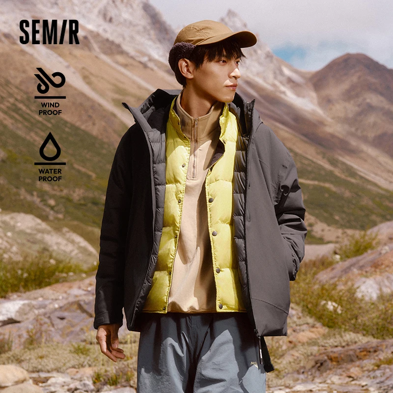 남성용 세미 다운 재킷, 방우 및 방풍 파카, 따뜻한 캐주얼 아우터, 2024 겨울 신상