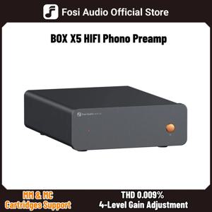Fosi Audio BOX X5 HIFI 포노 프리 앰프, MM/MC 카트리지 턴테이블 용 미니 프리 앰프 홈 오디오 V3이 포함 된 RIAA 프리 앰프 컴팩트