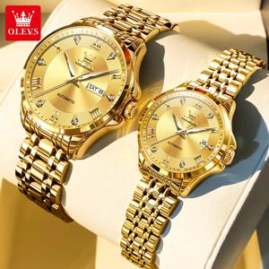 OLEVS 6702 럭셔리 브랜드 커플 시계, 방수 완전 자동 기계식 시계, 연인 클래식 날짜 주 시계, 자신의 시계