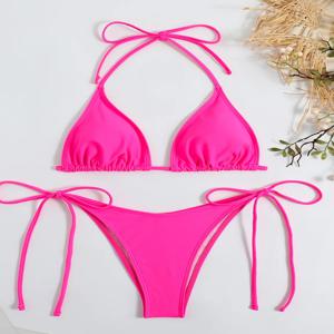 레이스업 마이크로 비키니 여성용 수영복, 티팬티 섹시한 비키니 세트, 홀터 목욕 세트 비치웨어, 2025, 2 피스