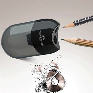 Faber Castell 귀여운 연필 깎이 컨테이너 플라스틱 학생 학교 문구 미니 수동 연필 깎이와 이중 구멍