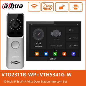 Dahua Wi-Fi 비디오 인터콤 키트, 10 인치 터치 모니터, 무선 비디오 초인종, VTO2311R-WP VTH5341G-W 스테이션, 1080P PoE