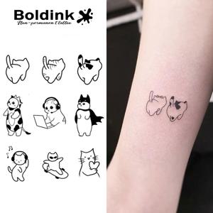 Boldink 기발한 고양이 캐릭터 세트, 임시 문신, 15 일 지속, 신기술 매직 방수 반영구 스티커