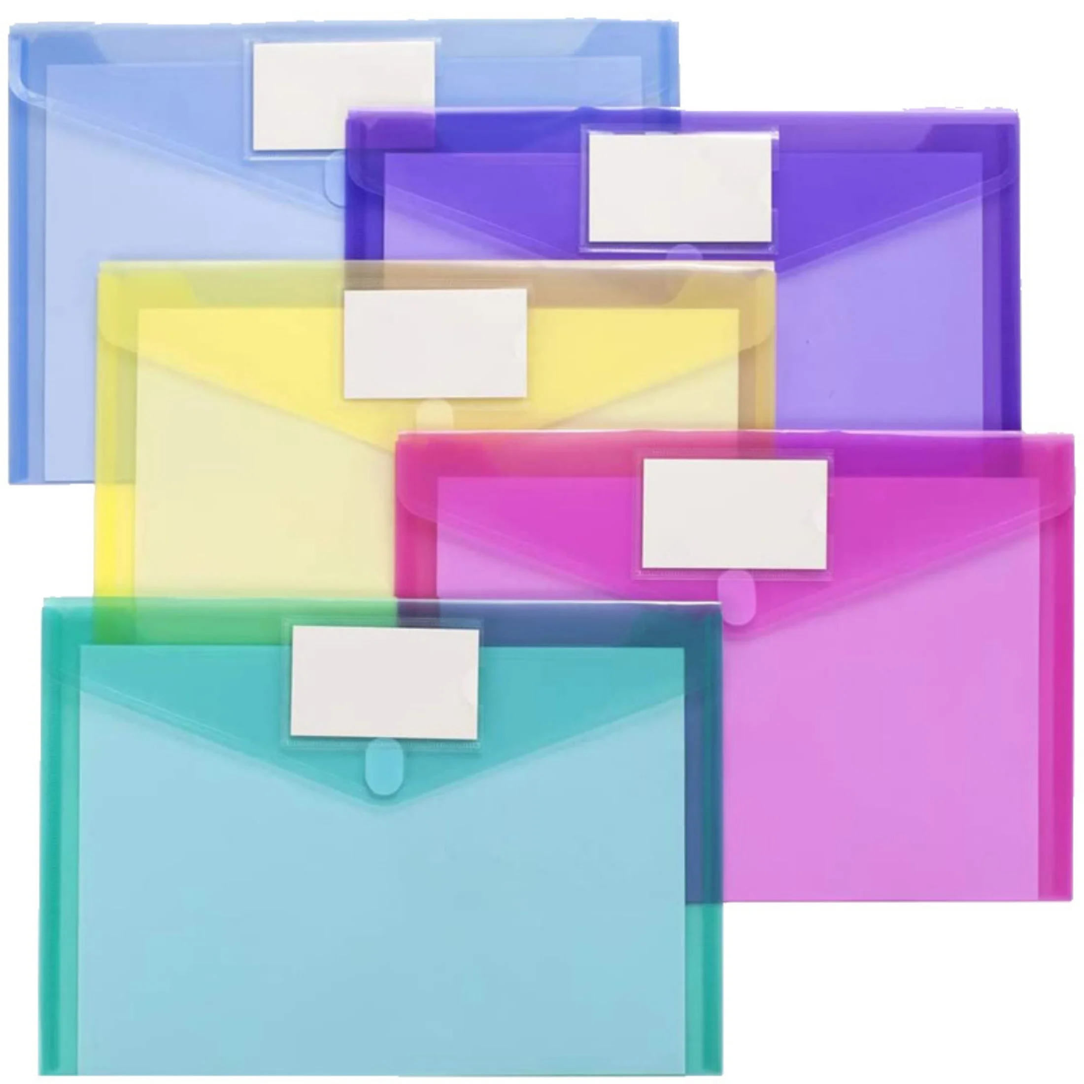 10pcs 뜨거운 판매 A4 단추 파일 가방 색상 PP 플라스틱 아카이브 사무실 데이터 가방 빌 저장 파일 가방