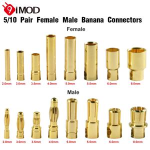 9IMOD 5/10Pair RC 총알 커넥터 2/3/3.5/4.0/5/5.5/6/8mm 남성 여성 바나나 총알 커넥터 플러그 금도금 어댑터