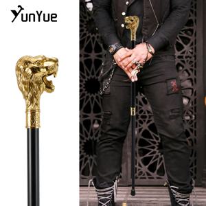골드 라이온 킹 헤드 패션 워킹 스틱, 파티 장식 워킹 지팡이, 신사 우아한 코스프레 지팡이, 크로시에 손잡이 93cm