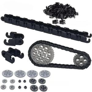 MOC 어린이용 기술 소형 입자형 블록 부품 장비 체인 링크, 체인, 기어 액세서리