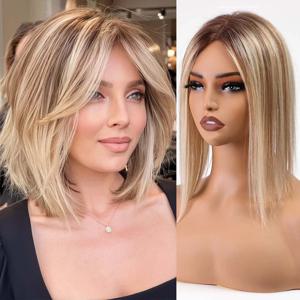 금발 하이라이트 레미 인간의 머리카락 토퍼 여성을위한 인간의 머리카락 조각에 레이스베이스 클립 14 인치 확장 인간의 머리카락 토퍼