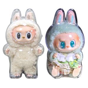 Labubu 투명 보호 커버 몬스터 장난감 엘프 인형 커버 보관 상자 파티 인형 용 귀여운 엘프 플러시 디스플레이 커버