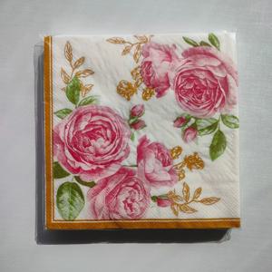 10/20pcs 33cm 2-Ply 장미 꽃 종이 냅킨 파티 장식 종이 Placemats 와인 안경 꽃 종이 DIY Decoupage