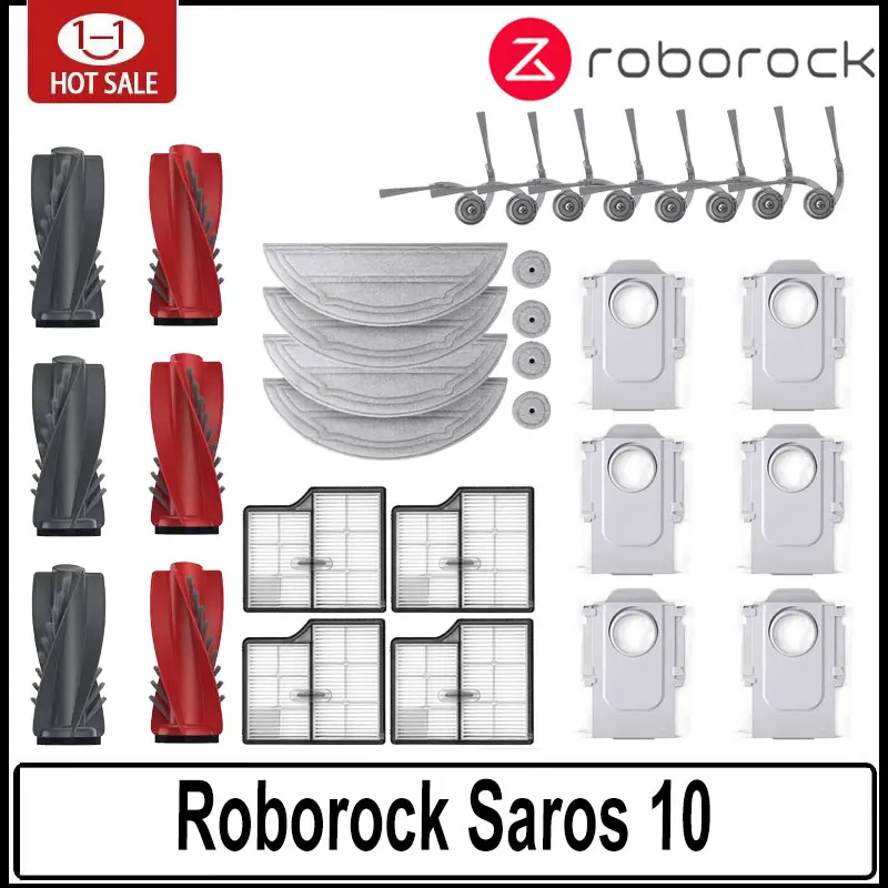 Roborock Saros 10 액세서리 메인 롤러 사이드 브러시 Hepa 필터 걸레 천 먼지 봉투 로봇 진공 청소기 부품