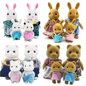 숲 동물 가족 1/12 인형 집 가구 침실 주방 욕실 세트 소형 시뮬레이션 인형 액세서리 DIY 장난감 소녀