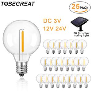 G40 LED 교체 전구 플라스틱 E12 글로브 전구 야외 태양 문자열 조명 장식 DC 3V 12V 24V 2700K 따뜻한 흰색 램프