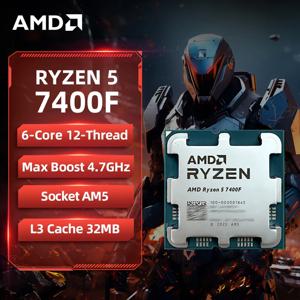 AMD Ryzen 5 7400F, R5 7400F, 3.7GHz 5NM L3 = 32M 100 000001845 소켓, AM5 트레이, 냉각기 없음, 신제품