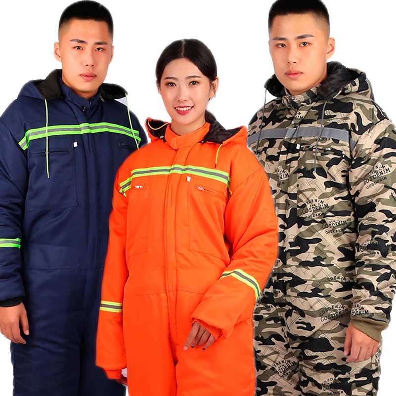겨울 반사 후드 작업복 샴 긴 소매 작업복 워크샵 따뜻한 두꺼운 Hi Vis 방진 방지 오염 점프 슈트
