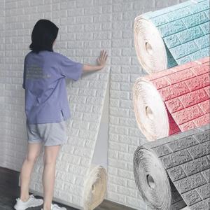 70cmx1-10m 3D 벽돌 벽 스티커 어린이 방에 대 한 자체 접착 방수 PVC 벽지 침실 쉬운 깨끗한 이동식 홈 장식 ﻿