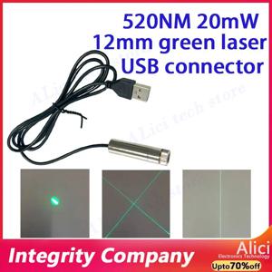 USB 커넥터 녹색 레이저 모듈 520NM 20mW 녹색광 12mm 레이저 헤드 5V 레이저 헤드 직선 크로스 라인 도트 모양