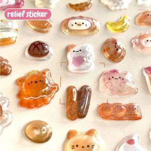 1Pc Kawaii 만화 젤리 3D 구호 스티커 귀여운 재미 아이 DIY 크리스탈 스티커 스크랩북 저널 플래너 편지지 장식