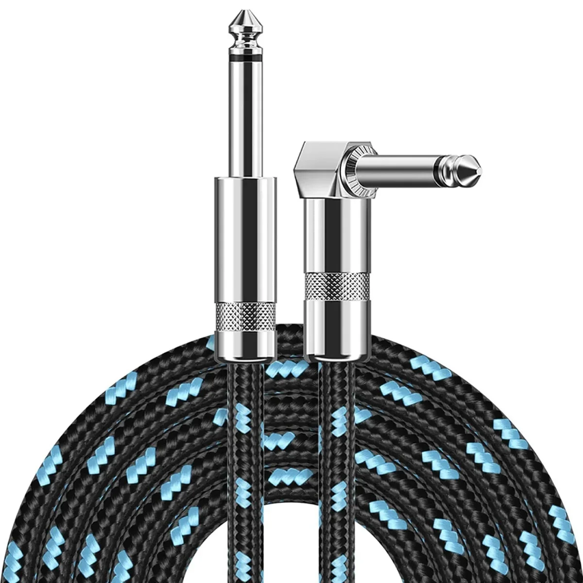 일렉트릭 기타 케이블 땋은 1/4피트 잭 90도 TS 6.5mm 오디오 모노 케이블 베이스 전기 박스 오디오 케이블 소음 감소 케이블