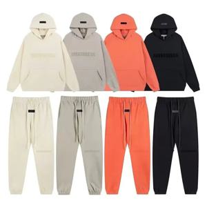 FW22 클래식 브랜드 남성 까마귀 럭셔리 디자인 가슴 두 행 플러시 편지 까마귀 여성의 느슨한 까마귀 패션 남여 바지 세트