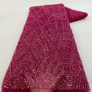 도매 아프리카 장식 조각 레이스 패브릭 프랑스어 자수 고품질 럭셔리 무거운 페르시 신부 웨딩 레이스 5 야드