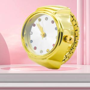 합금 케이스, 커플과 남성을 위한 손가락 라운드 다이얼을 갖춘 새로운 인기 판매 크리에이티브 다이아몬드 세트 링 시계