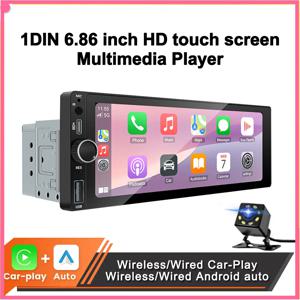 1DIN 6.86 인치 범용 MP5 자동차 라디오 지원 무선 Carplay 안드로이드 자동 AUX USB BT 터치 스크린 멀티미디어 비디오 플레이어