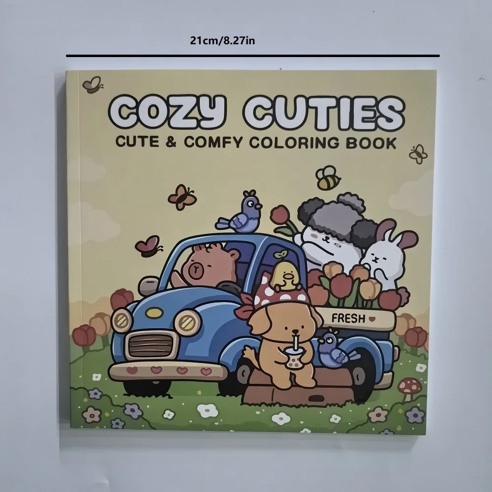 성인을 위한 아늑한 귀여운 색칠하기 책 대담하고 쉬운 귀여운 패턴, 스트레스 해소 선물 생일 파티 호의, 재미있는 DIY 드로잉 도서