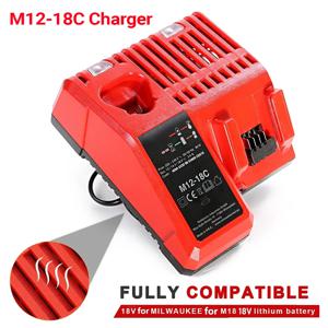 밀워키 M12-18C 듀얼 포트 다중 전압 리튬 이온 배터리 M12 M18에 맞는 3A 12V 14V 18V 신속한 고속 리튬 이온 충전기 교체