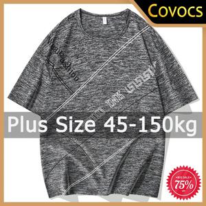 남성 플러스 사이즈 티셔츠 8XL 9XL 45-150kg 여름 빠른 건조 티셔츠 루즈 프린트 반소매 탑 라운드 넥 빅 사이즈 남성 의류
