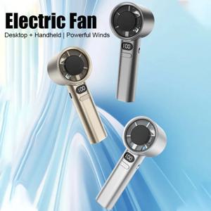 휴대용 핸드헬드 팬 USB 충전식 디지털 디스플레이 미니 에어 쿨러 소형 전기 팬 야외 캠핑 냉각 팬 여행용